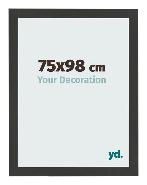 Cadre Photo 75x98cm Noir Grain de Bois MDF Bologna De Face Mesure | Yourdecoration.fr