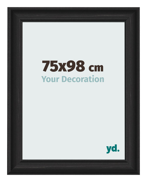 Cadre Photo 75x98cm Noir Grain de Bois MDF Lazio De Face Mesure | Yourdecoration.fr