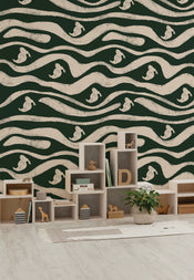 Disney Donald Duck Green Waves Interieur Papier Peint DX4 201 | Yourdecoration.fr