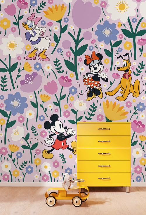 Disney Mickey Mouse and Minnie Mouse Botanical Spring Interieur Papier Peint DX4 175 | Yourdecoration.fr