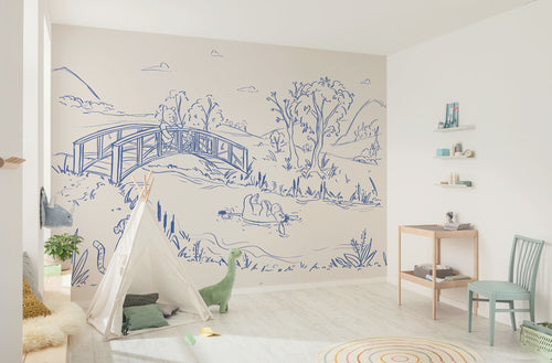 Disney Winnie the Pooh Blue Ink Interieur Papier Peint DX7 235 | Yourdecoration.fr