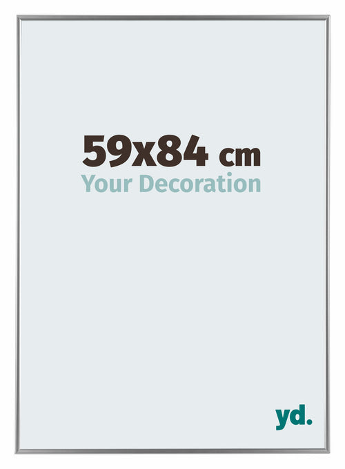 Evry Plastique Cadre Photo 59x84cm Argent De Face Mesure | Yourdecoration.fr