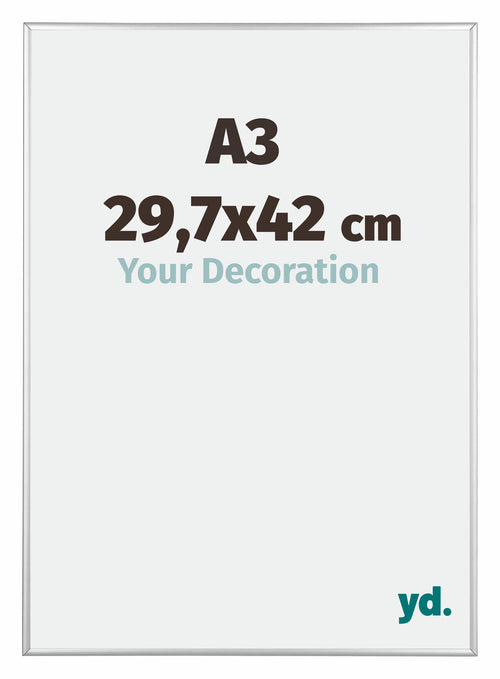 Kent Aluminium Cadre Photo 29 7x42cm A3 Argent Brillant De Face Mesure | Yourdecoration.fr