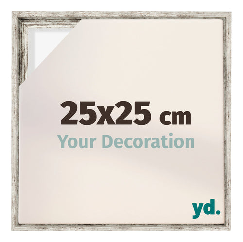Lyon MDF Cadre Flottant 25x25cm Blanc Vintage De Face Mesure | Yourdecoration.fr