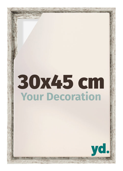 Lyon MDF Cadre Flottant 30x45cm Blanc Vintage De Face Mesure | Yourdecoration.fr