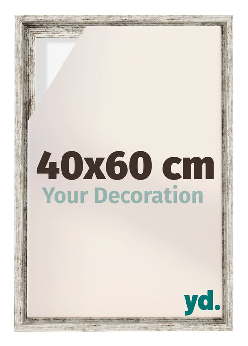 Lyon MDF Cadre Flottant 40x60cm Blanc Vintage De Face Mesure | Yourdecoration.fr