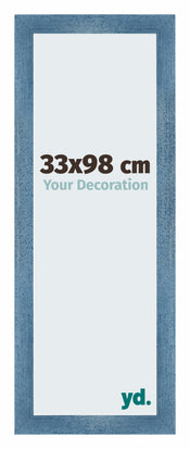 Mura MDF Cadre Photo 33x98cm Bleu Brillant Patiné De Face Mesure | Yourdecoration.fr