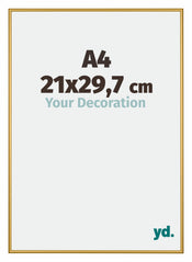 New York Aluminium Cadre Photo 21x29 7cm A4 Or Brillant De Face Mesure | Yourdecoration.fr