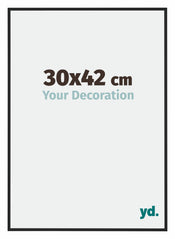 New York Aluminium Cadre Photo 30x42cm Noir Mat De Face Mesure | Yourdecoration.fr