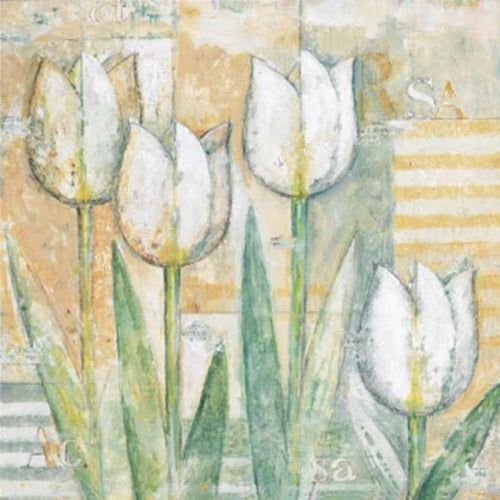 PGM BET 91 Eric Barjot White Tulips Affiche Art 15x15cm | Yourdecoration.fr