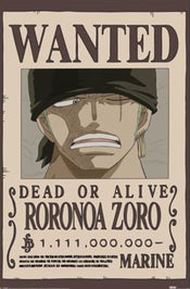 Poster One Piece Wanted Zoro 61x91 5cm PP2501065 | Yourdecoration.fr