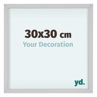 Virginia Aluminium Cadre Photo 30x30cm Blanc De Face Mesure | Yourdecoration.fr
