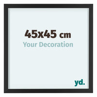 Virginia Aluminium Cadre Photo 45x45cm Noir De Face Mesure | Yourdecoration.fr
