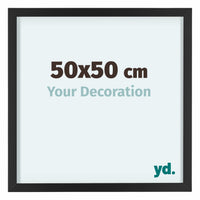 Virginia Aluminium Cadre Photo 50x50cm Noir De Face Mesure | Yourdecoration.fr