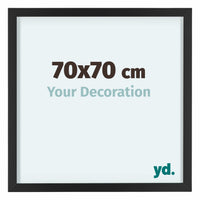 Virginia Aluminium Cadre Photo 70x70cm Noir De Face Mesure | Yourdecoration.fr