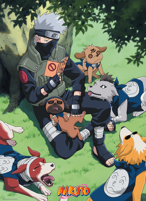 Naruto Kakashi And Dogs Affiche 38X52cm | Yourdecoration.fr