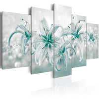 Artgeist Sapphire Lilies Tableau sur toile 5 parties | Yourdecoration.fr