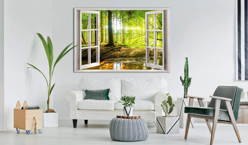 Artgeist Window View on Forest Tableau sur toile Ambiance | Yourdecoration.fr