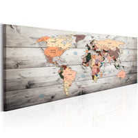 Artgeist World Maps Wooden Travels Tableau sur toile | Yourdecoration.fr