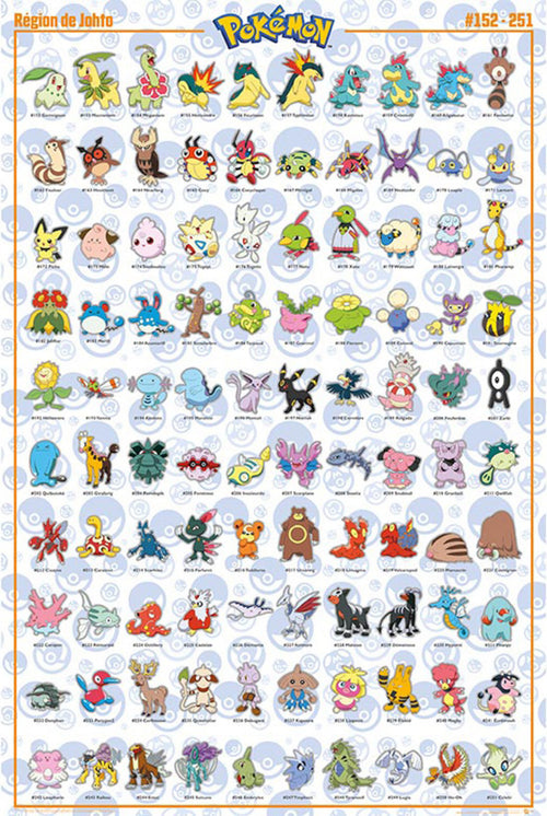 Gbeye FP4975 Pokemon Johto French Characters Affiche Poster 61x 91-5cm | Yourdecoration.fr
