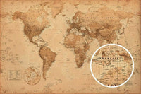 GBeye World Map Antique Style Affiche 91,5x61cm | Yourdecoration.fr