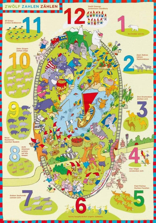 Gabriele Altevers  ZwÃ¶lf Zahlen zÃ¤hlen affiche art 42x60cm | Yourdecoration.fr