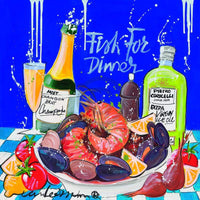 El van Leersum  Fish for dinner affiche art 40x40cm | Yourdecoration.fr