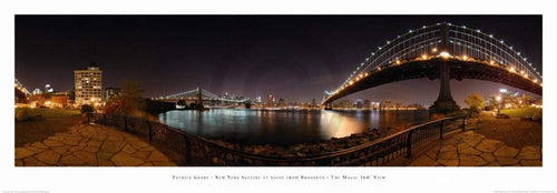 Patrick Grube  New York Skyline at Night affiche art 95x33cm | Yourdecoration.fr