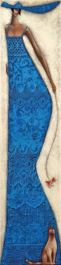 Ira Tsantekidou  Lady in Blue affiche art 32x128cm | Yourdecoration.fr