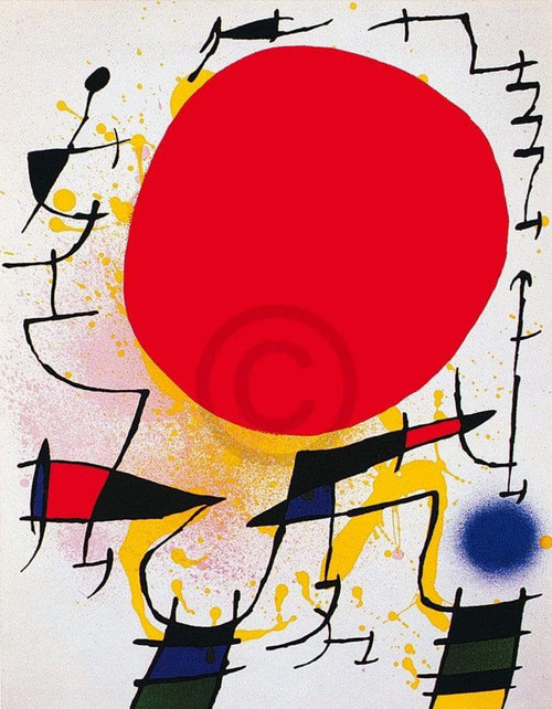 Joan Miro  Le soleil rouge affiche art 60x80cm | Yourdecoration.fr