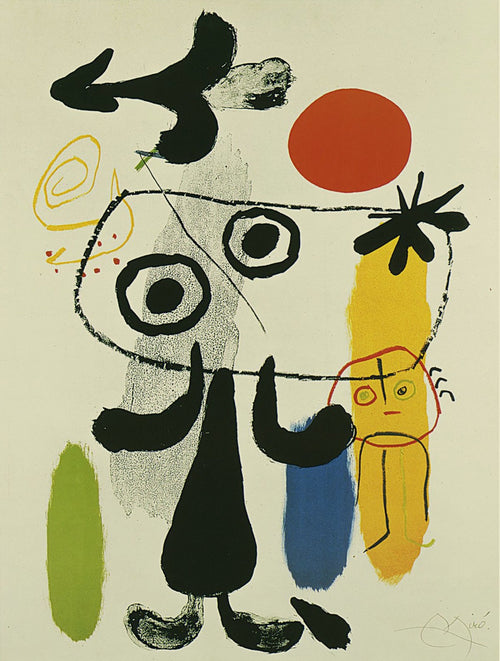 Joan Miro  Figur gegen rote Sonne II affiche art 70x100cm | Yourdecoration.fr