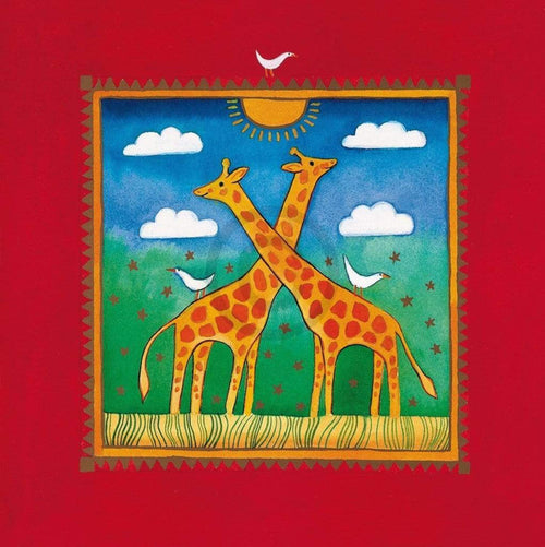 Linda Edwards  Two little giraffes affiche art 40x40cm | Yourdecoration.fr