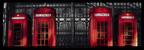 StÃ©phane Rey Gorrez  London  Red Telephone Boxes affiche art 95x33cm | Yourdecoration.fr