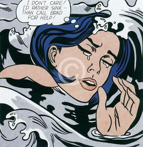 Roy Lichtenstein  Drowning Girl small affiche art 28x35.5cm | Yourdecoration.fr