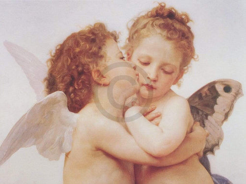 William Bouguereau  The first Kiss affiche art 80x60cm | Yourdecoration.fr