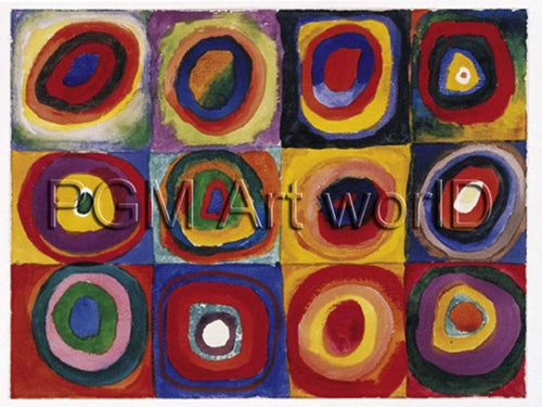 Wassily Kandinsky  Farbstudie Quadrate affiche art 120x90cm | Yourdecoration.fr