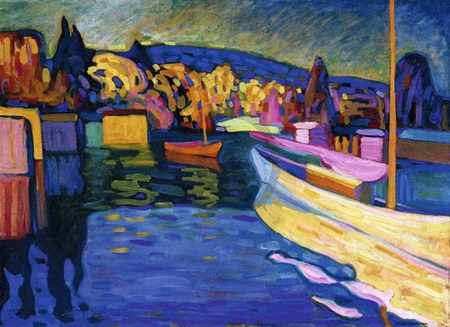 Wassily Kandinsky  Herbstlandschaft mit Booten affiche art 80x60cm | Yourdecoration.fr