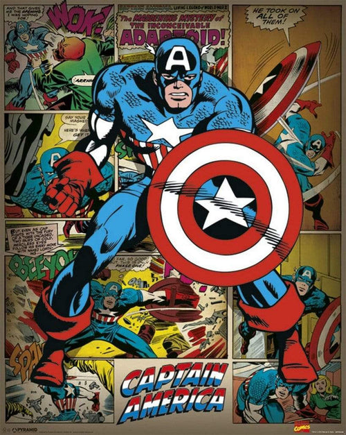 Pyramid Marvel Comics Captain America Retro Affiche 40x50cm | Yourdecoration.fr