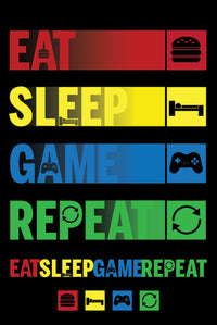 Pyramid Eat Sleep Game Repeat Affiche 61x91,5cm | Yourdecoration.fr