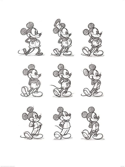 Pyramid Mickey Mouse Sketched Multi affiche art 60x80cm | Yourdecoration.fr