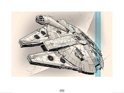 Pyramid Star Wars Episode VII Millennium Falcon Pencil Art affiche art 60x80cm | Yourdecoration.fr