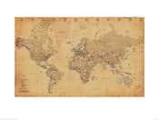 Pyramid World Map Vintage Style affiche art 60x80cm | Yourdecoration.fr