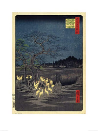 Pyramid Hiroshige Fox Fires on New Years Eve at the Changing Tree in Oji affiche art 60x80cm | Yourdecoration.fr