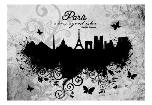 Papier Peint - Paris Is Always a Good Idea Black and White - Intissé