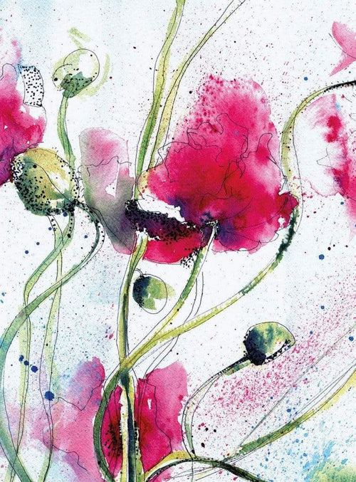 Wizard+Genius Poppies Watercolour Papier Peint Intissé 192x260cm 4 bandes | Yourdecoration.fr