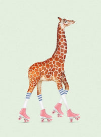 Wizard+Genius Rollerscating Giraffe Papier Peint Intissé 192x260cm 4 bandes | Yourdecoration.fr
