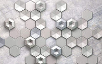 Komar Hexagon Concrete Papier Peint Intissé 400x250cm 4 bandes | Yourdecoration.fr