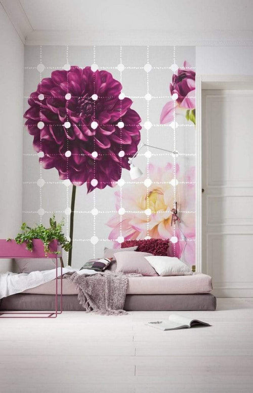 Komar Flowers and Dots Papier Peint Intissé 200x250cm 2 bandes ambiance | Yourdecoration.fr