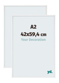 Aurora Aluminium Cadre Photo 42x59-4cm A2 Lot De 2 Blanc Brillant De Face Mesure | Yourdecoration.fr