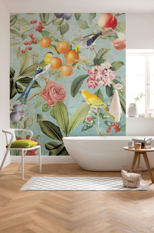 Komar Birds and Berries Intisse Papier Peint 200x250cm 4 bandes interieur | Yourdecoration.fr